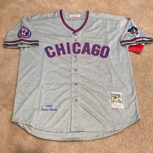 Ernie Banks Chicago Cubs Jersey Mens XL NWT 1968 Road Gray RARE!